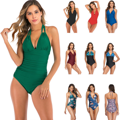 Damen Einteiler Badeanzug mit figurformendem Design und V-Ausschnitt Drune