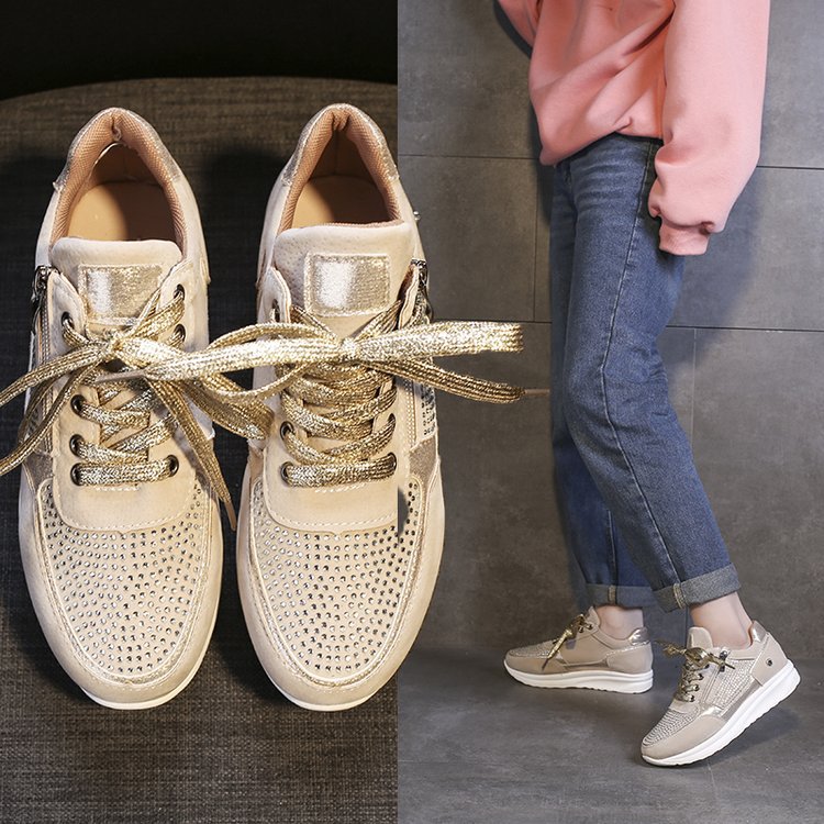 Damen Sportliche Sneakers mit Glitzerelementen und ergonomischer Sohle Drune
