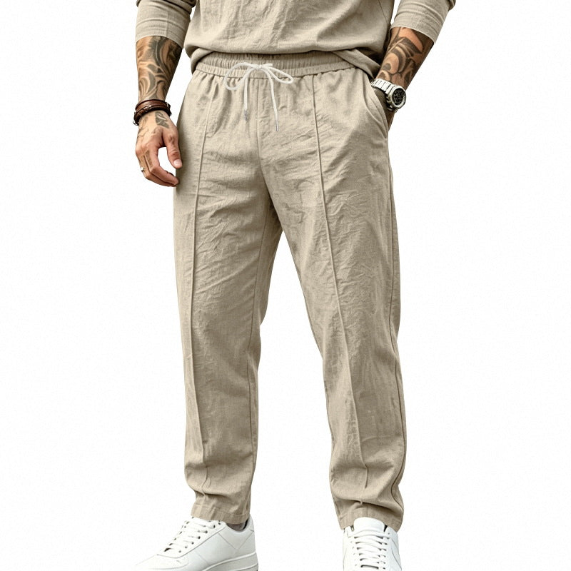 Herren Leichte Tapered-Jogginghose mit Bundfalten, elastischem Tunnelzug und Seitentaschen Drune