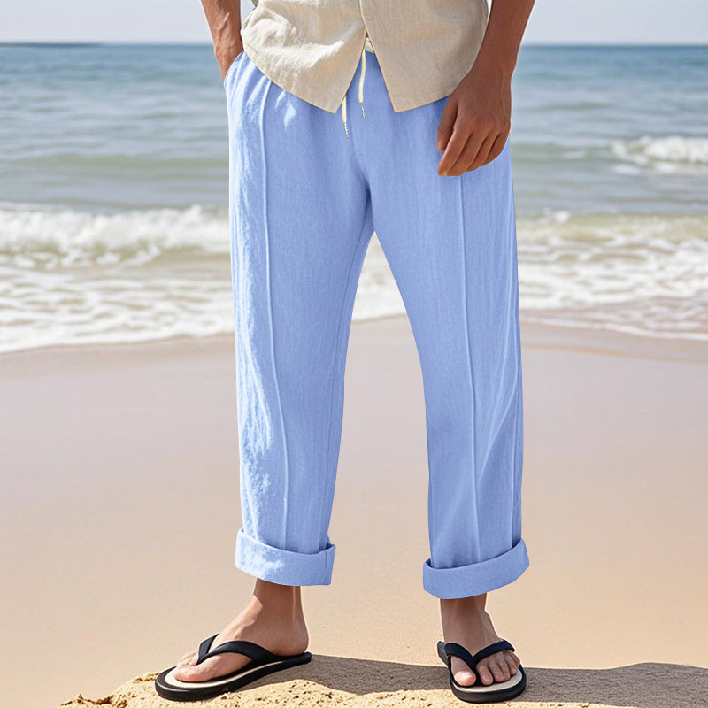 Herren lässige Strandhose mit verstellbarem Kordelzug und atmungsaktivem Material Drune