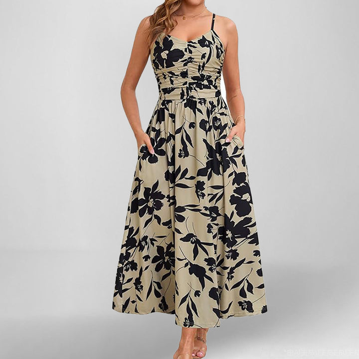 Damen Maxikleid mit schmalen Trägern und praktischen Seitentaschen Drune