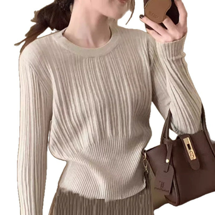 Damen Elegantes Plissee Maxikleid mit Strickpullover Drune