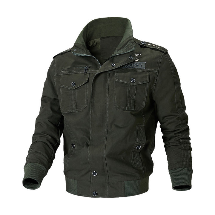 Herren Urbaner Canvas‑Pilotjacke im Military‑Look mit Brusttaschen, Epauletten und Rippbündchen Drune