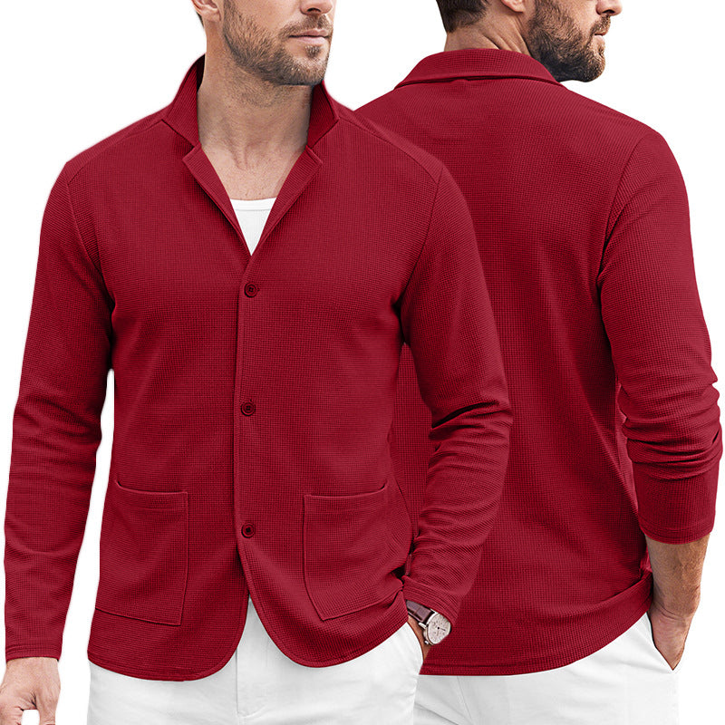 Herren Strickblazer-Cardigan mit Strukturstrick und aufgesetzten Taschen Drune