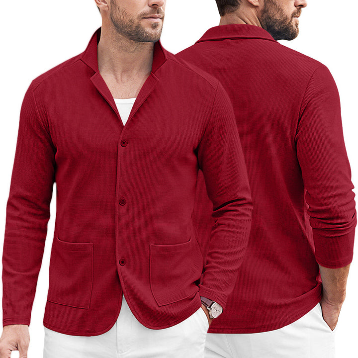Herren Strickblazer-Cardigan mit Strukturstrick und aufgesetzten Taschen Drune