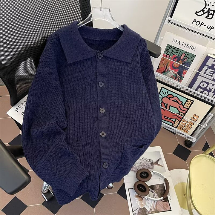 Damen Strickjacke mit übergroßem Schnitt und elegantem Kragen Drune