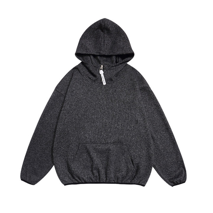 Unisex Kuscheliger Oversize-Kapuzenpullover mit elastischem Saum und halbem Reißverschluss Drune
