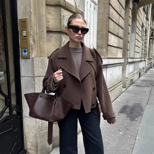 Damen Eleganter Long-Trenchcoat mit strukturiertem Stehkragen Drune