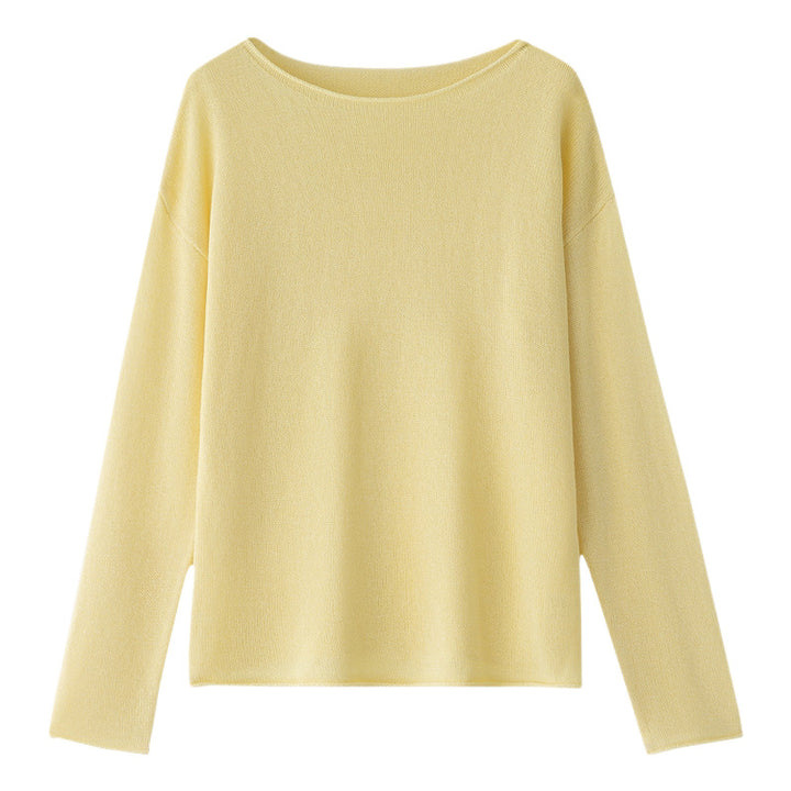 Damen Lockeres Boatneck-Feinstrickshirt mit überschnittenen Schultern & kaschierendem Fall Drune