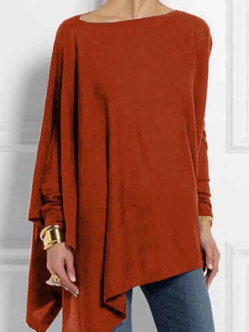 Damen nan drapierte Oversize-Tunika mit schrägem Zipfelsaum und weiten Fledermausärmeln Drune