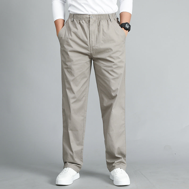Herren Locker geschnittene Baumwoll‑Chinohose mit elastischem Bund und Seitentaschen Drune