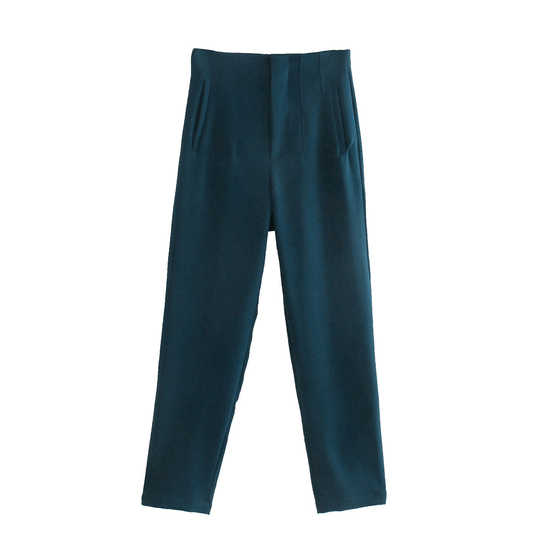Damen Hochtaillierte tapered Anzughose mit Bügelfalte und Paspeltaschen Drune