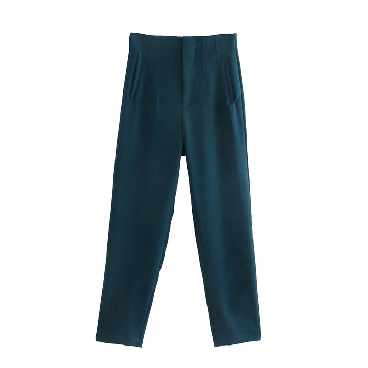 Damen Hochtaillierte tapered Anzughose mit Bügelfalte und Paspeltaschen Drune