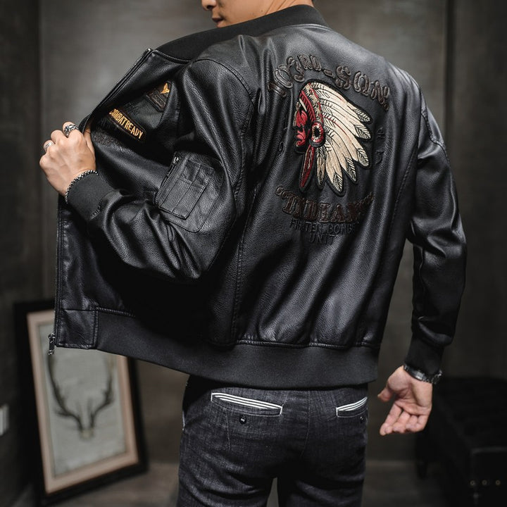 Herren Modische Bomberjacke mit Schulterpatches Drune