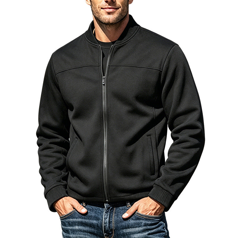 Herren Veloursleder-Optik Bomberjacke mit Reißverschluss und Rippbündchen Drune