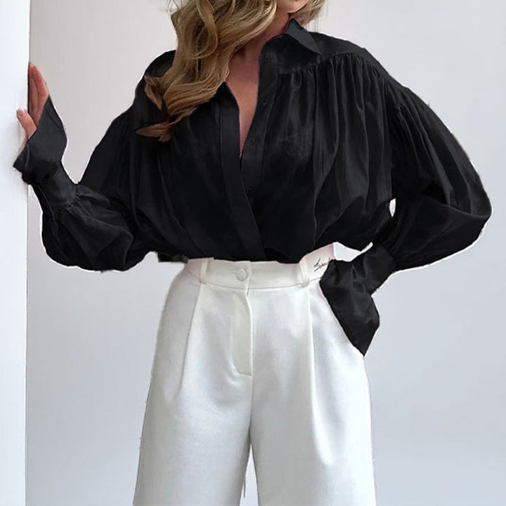 Damen Elegante Bluse mit weitem Schnitt und ballonförmigen Ärmeln Drune