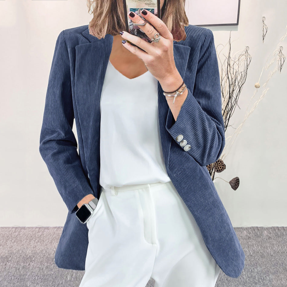 Damen Cordblazer im Oversized-Schnitt mit Revers und Schmuckknöpfen Drune