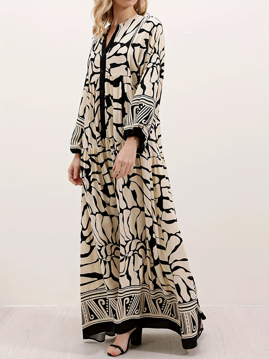 Damen Maxikleid im Boho-Stil mit floralem Design Drune