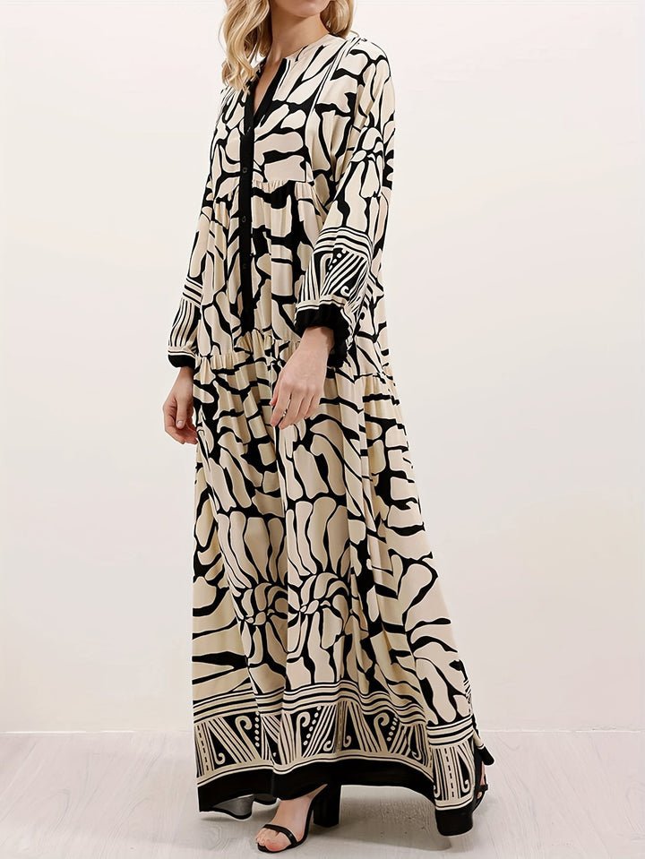 Damen Maxikleid im Boho-Stil mit floralem Design Drune