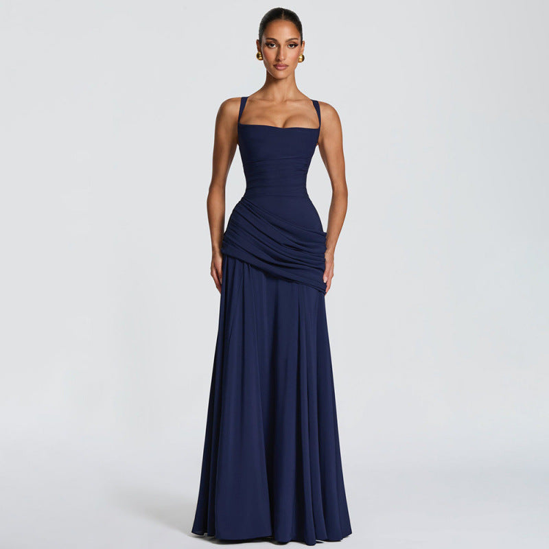 Damen Maxikleid mit dekorativen Rüschendetails und eleganter Taillierung Drune