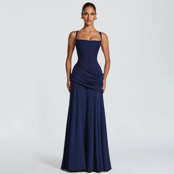 Damen Maxikleid mit dekorativen Rüschendetails und eleganter Taillierung Drune