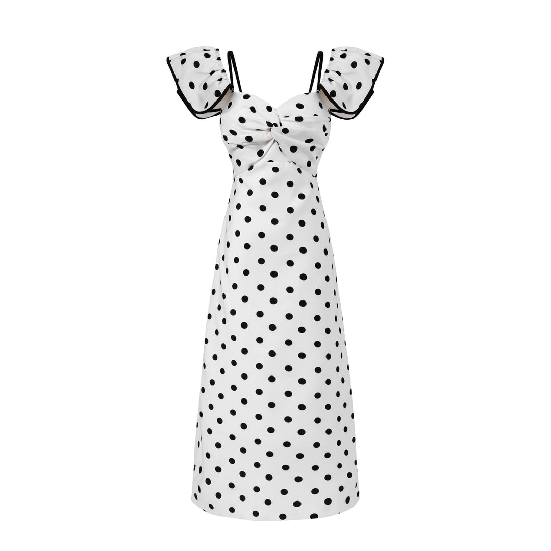 Damen Maxikleid mit Puffärmeln und elegantem Knotendetail Drune