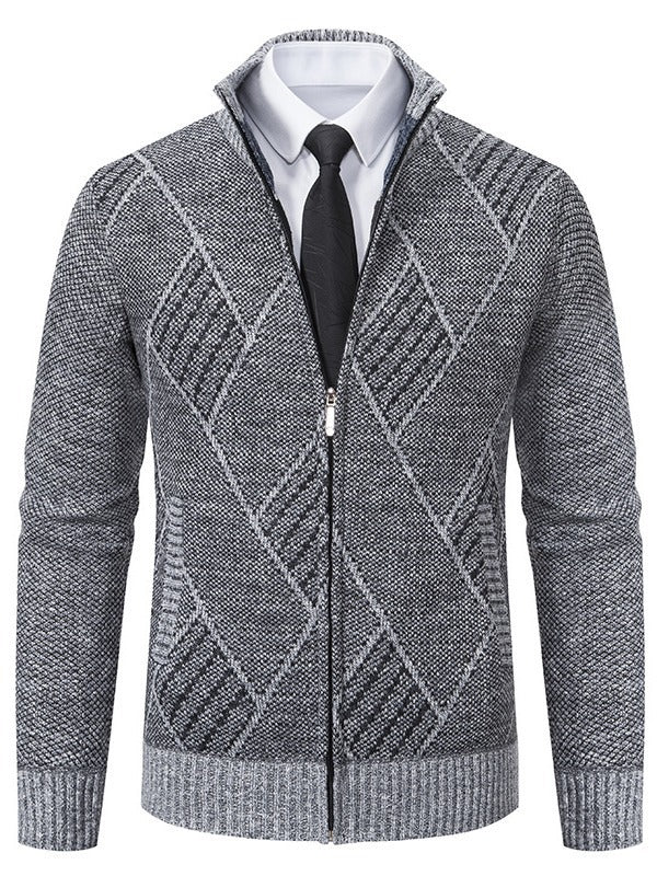 Herren Strickjacke mit modernem Zopfdesign und praktischem Reißverschluss Drune