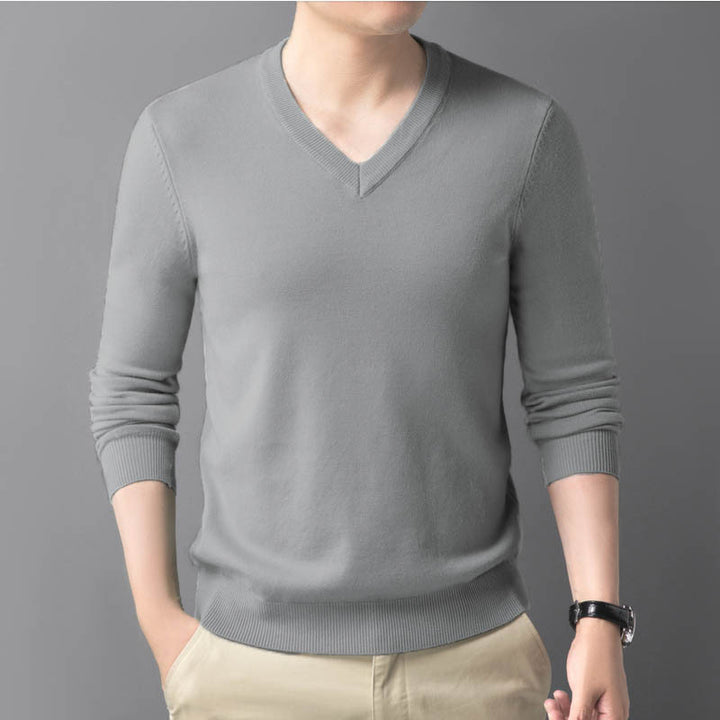 Herren Feiner V‑Ausschnitt Feinstrickpullover in schlanker Passform Drune