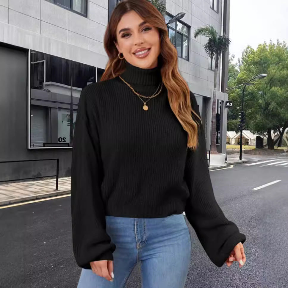 Damen Strickpullover mit hohem Kragen und lässigem Schnitt Drune