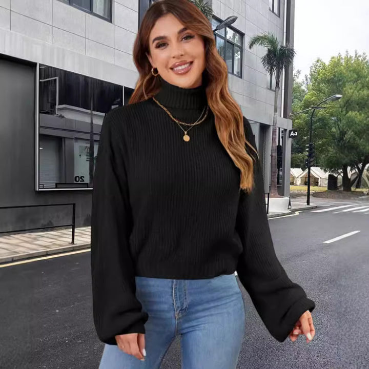 Damen Strickpullover mit hohem Kragen und lässigem Schnitt Drune