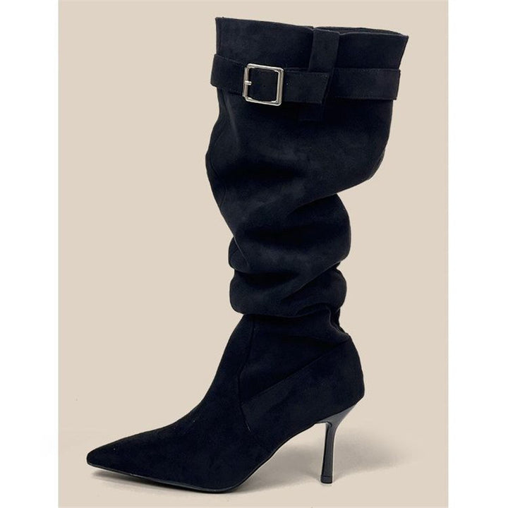 Damen Slouch-Stiefel mit spitz zulaufender Zehenpartie und schmalem Stiletto-Absatz Drune