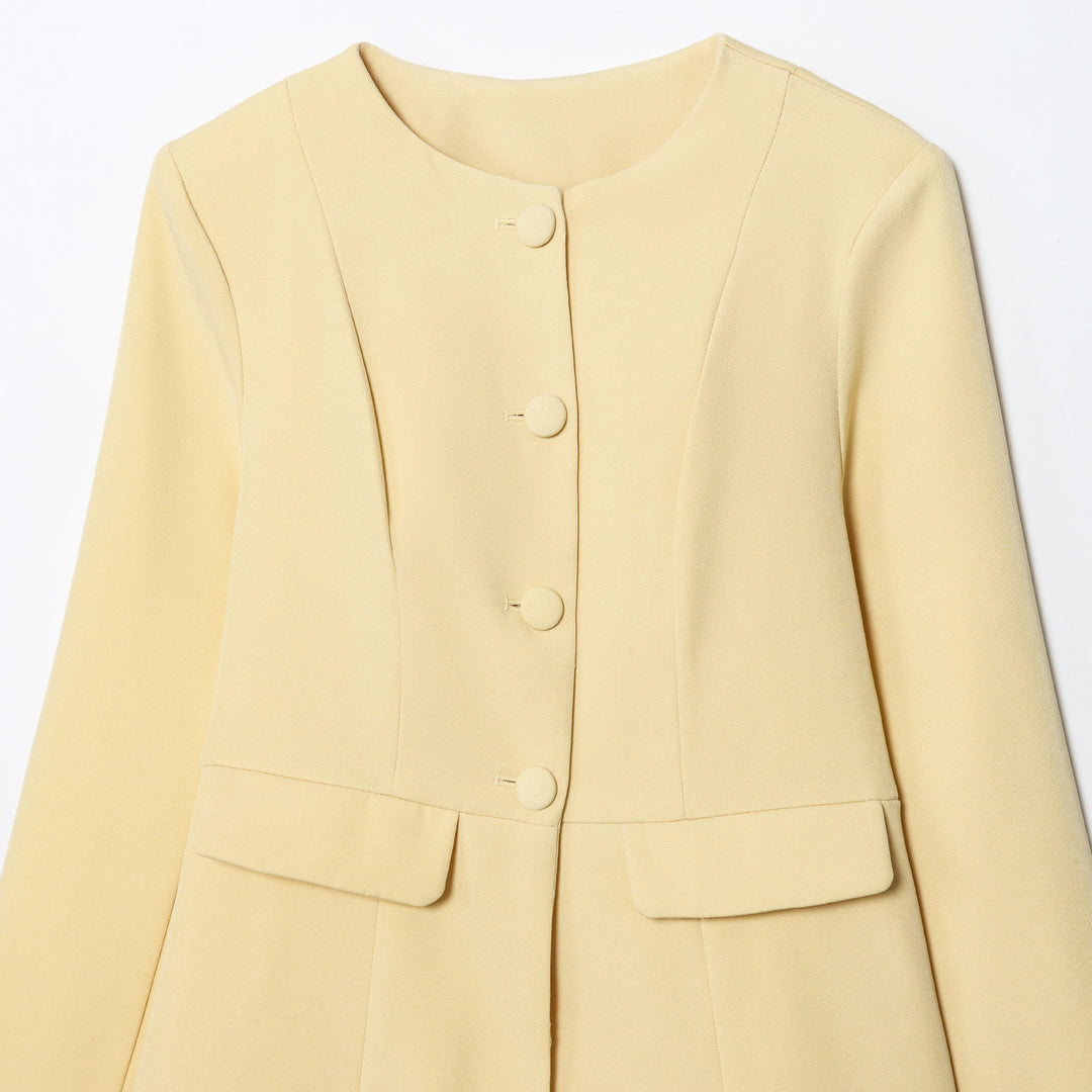 Damen elegante Blazerjacke mit vertieften Taschen und feinen Knopfdetails Drune