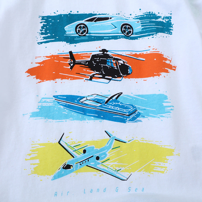 Jungen Kurzarm T-Shirt mit aufregendem Fahrzeugdesign Drune