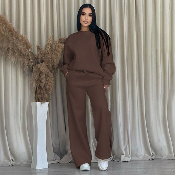 Damen Oversize-Sweatset aus weichem French-Terry mit weiter Palazzo-Jogginghose Drune