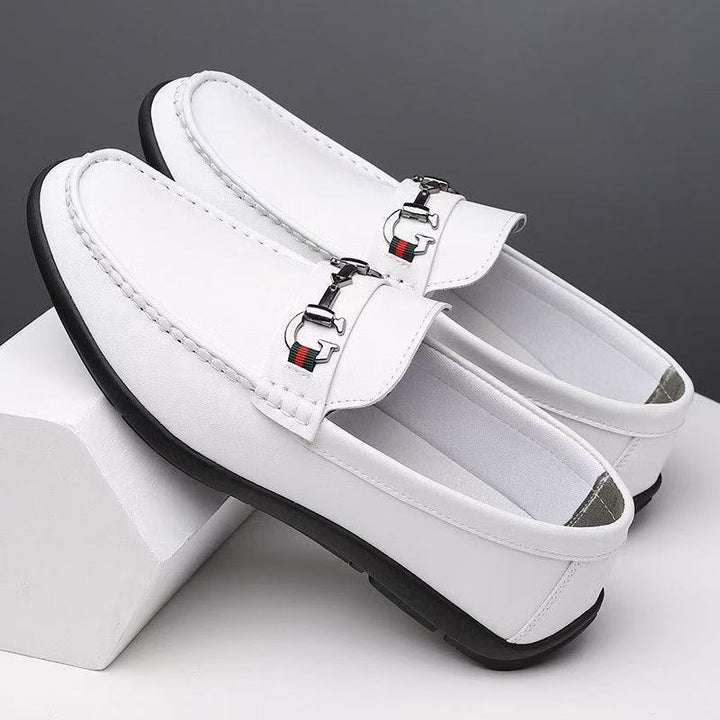 Herren Elegante Lederimitat-Loafer mit Ziernaht und Metallbit-Detail Drune