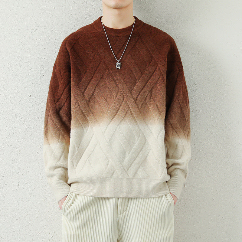 Herren Gemusterter Strickpullover mit modischem Farbverlauf Drune