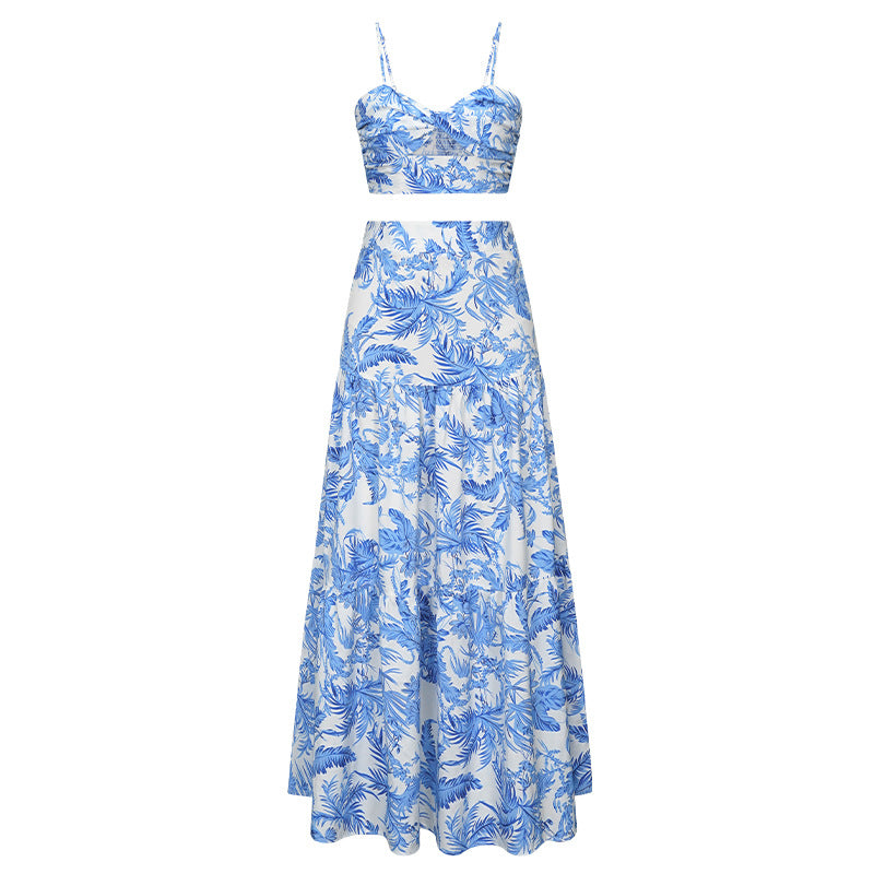Damen Sommerliches Crop Top und Maxi Rock Set Drune