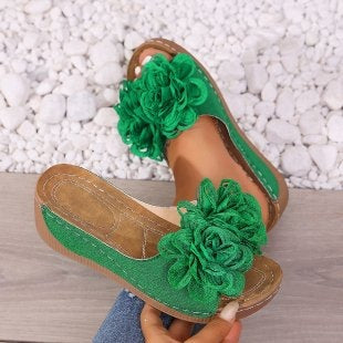 Damen modische Pantoletten mit floralen Applikationen Drune
