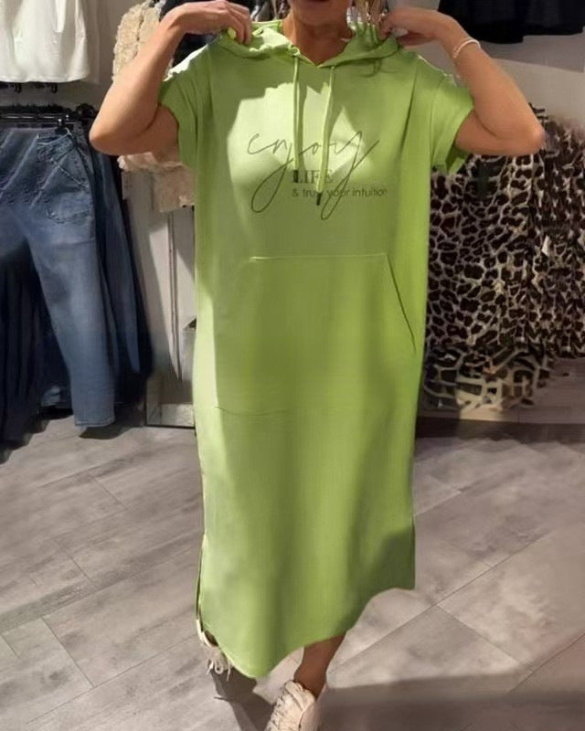Damen Hoodie-Kleid mit praktischen Einschubtaschen und seitlichen Schlitzen Drune