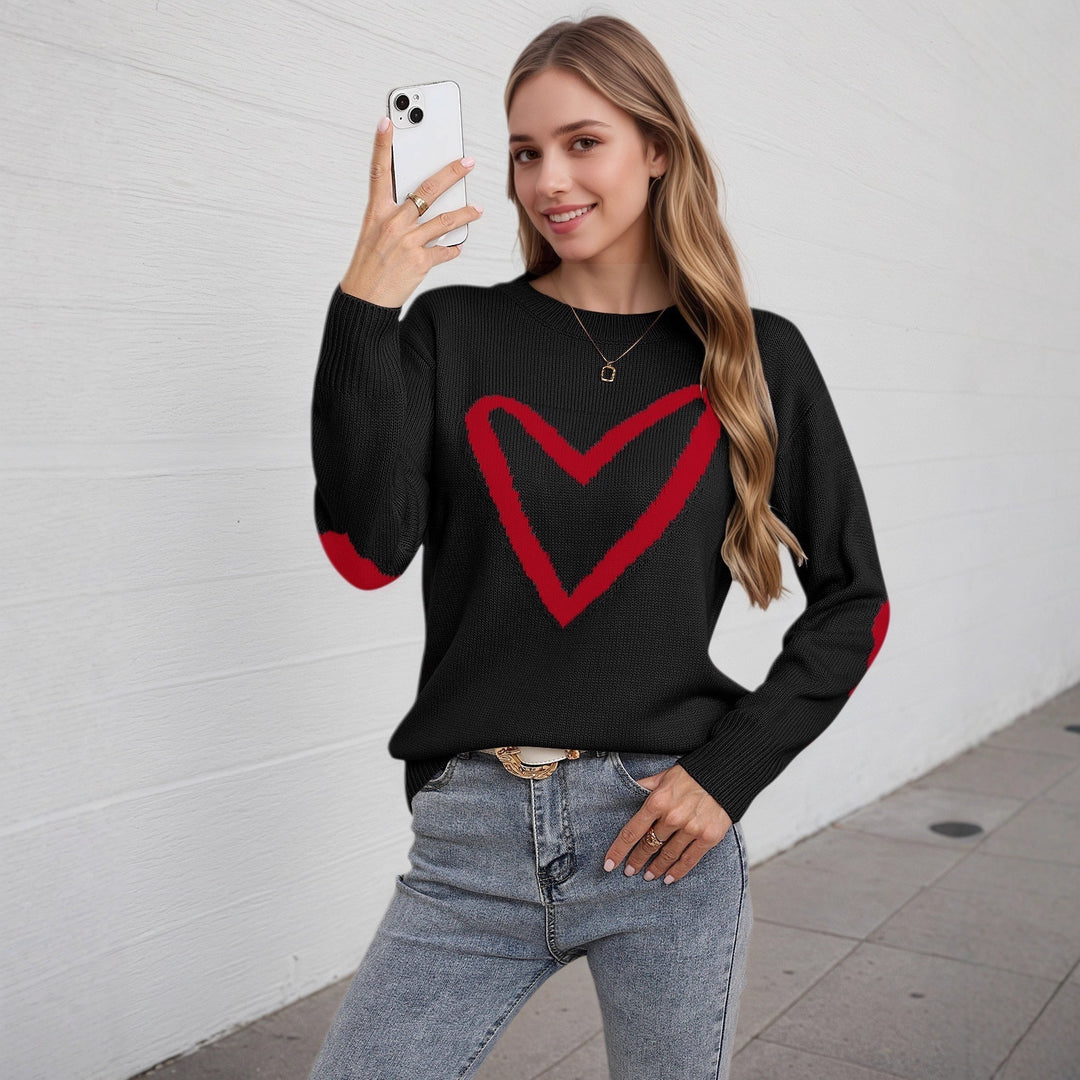 Damen Strickpullover mit Herzmotiv und lässigem Schnitt Drune