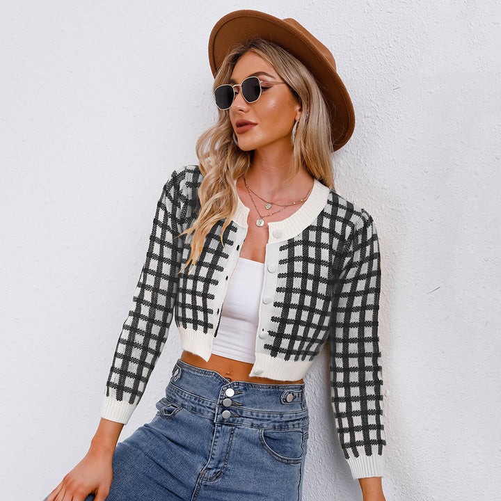 Damen Kuscheliger Karo Strickcardigan Drune