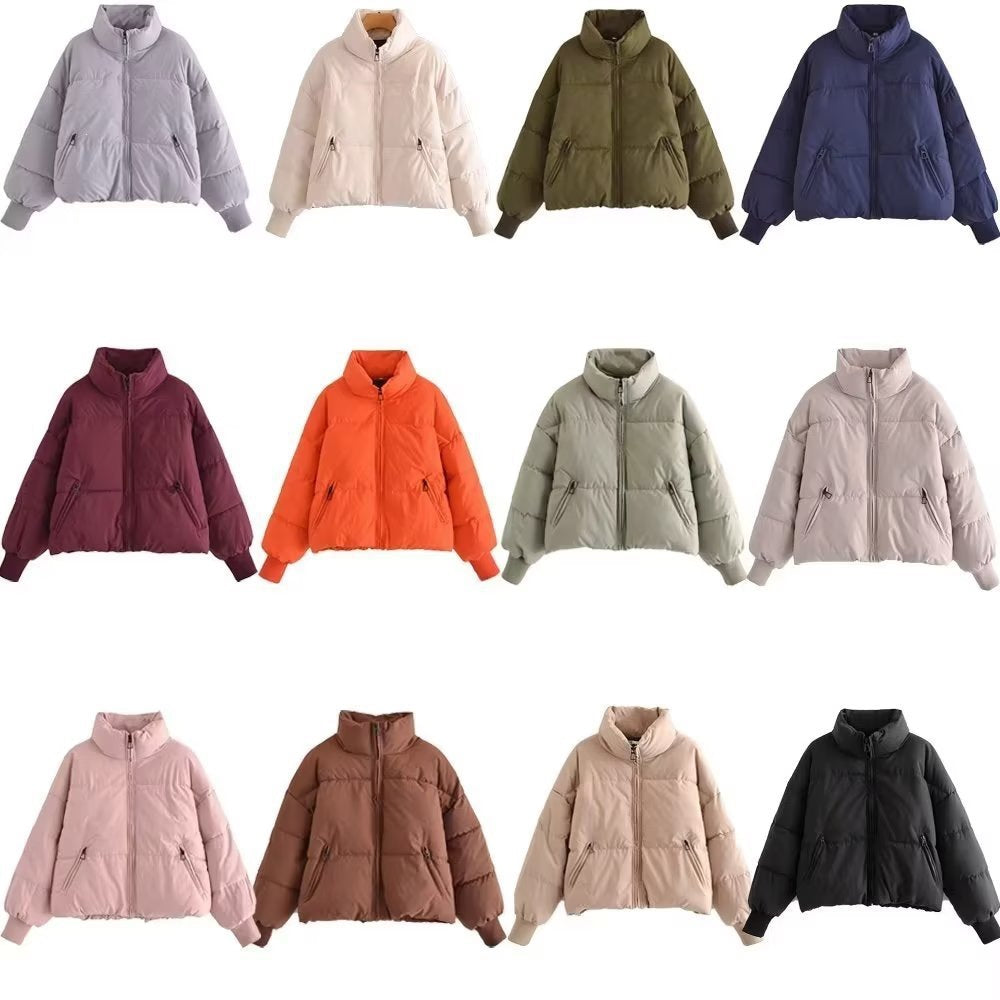 Damen Kurzer Stepp‑Puffer mit hohem Stehkragen und gerippten Bündchen Drune