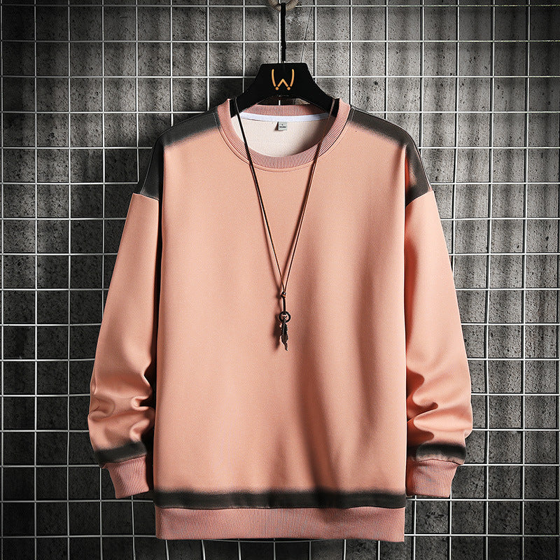 Herren Oversize-Sweatshirt mit Rundhals, kontrastiertem Spray‑Effekt und geripptem Saum Drune