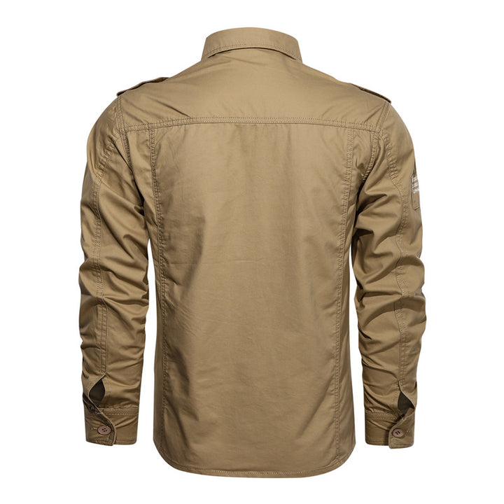 Herren nan robustes Baumwoll-Twill Fieldhemd mit aufgesetzten Klappbrusttaschen Schulterklappen und figurbetonter Passform Drune