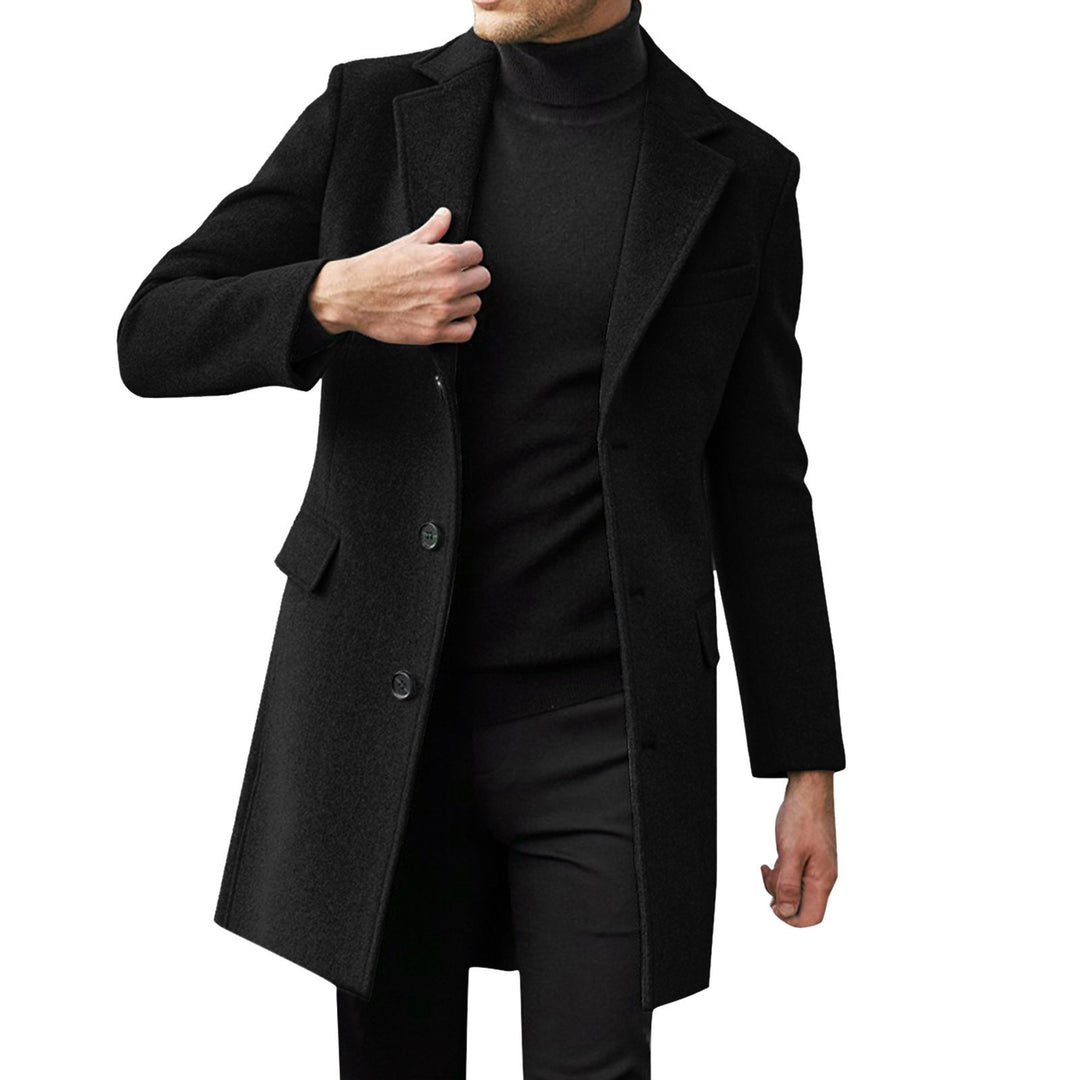 Herren Klassischer Wollmantel mit eleganten Knopfdetails Drune
