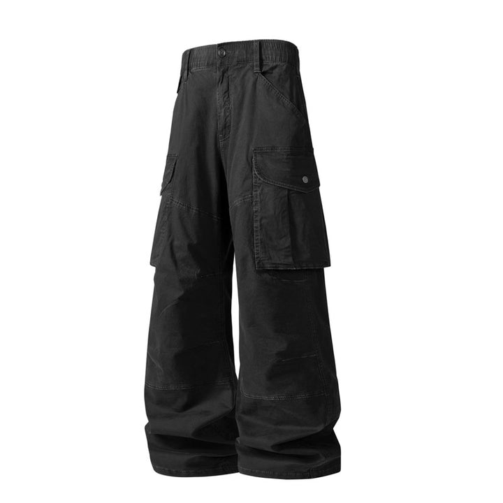 Damen Weite Cargohose mit hohem Bund, Oversize‑Bein und großen Klappentaschen Drune