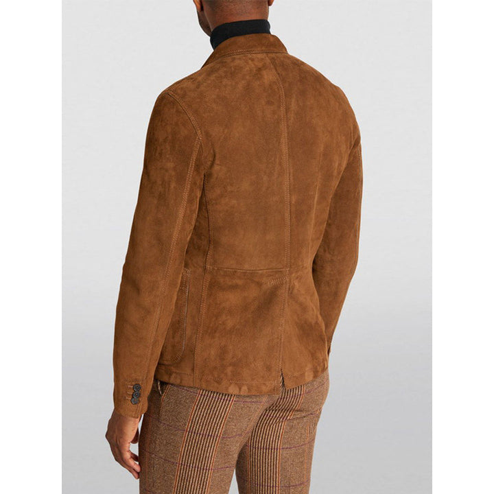 Herren Eleganter Wildlederblazer mit modernen Taschen und lässigem Schnitt Drune