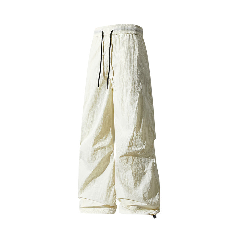 Unisex Weite technische Nylon-Hose mit Kordelzug und verstellbarem Saum Drune