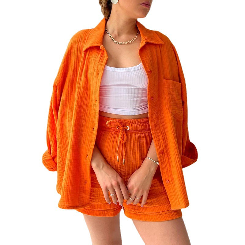 Damen lässige Oversized-Hemdjacke mit Gürtel Drune