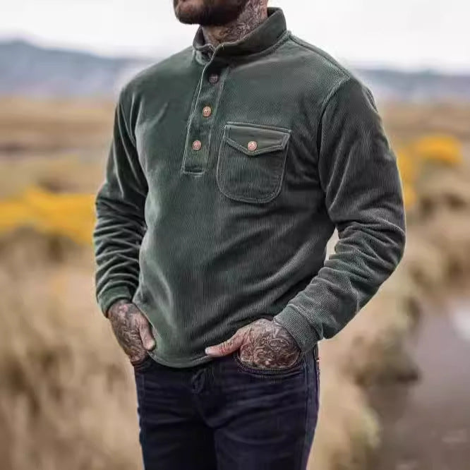 Herren Fleece-Hemd mit Knopfleiste und Brusttasche Drune